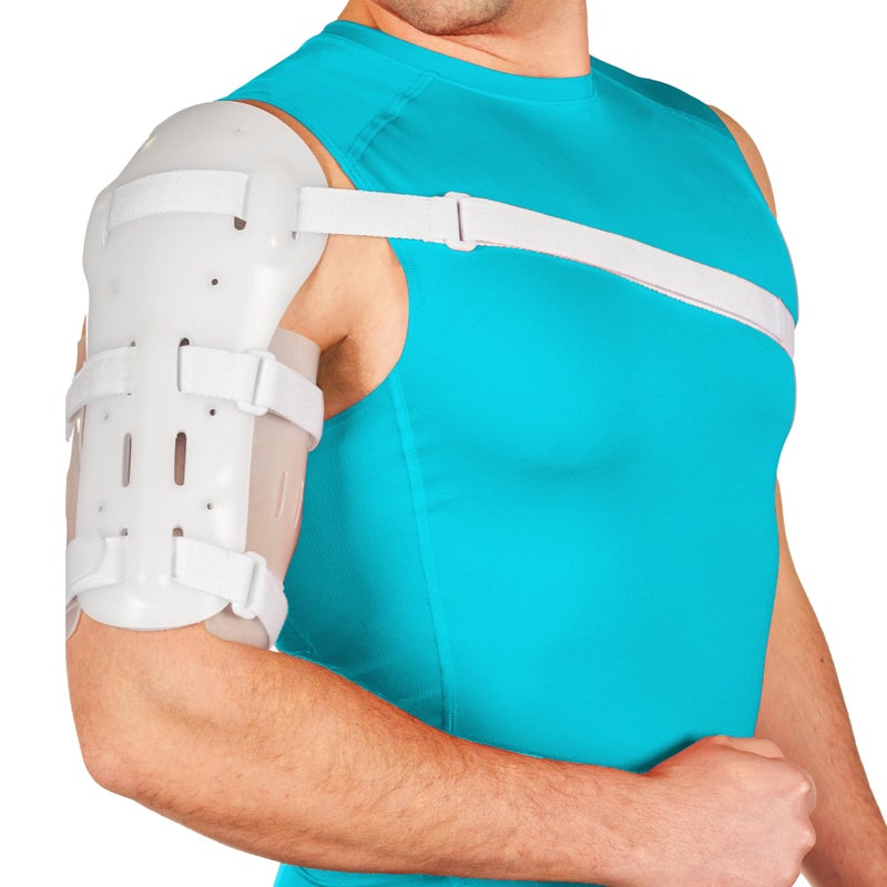 BraceAbility Sarmiento Brace - Humeral Shaft Fracture Splint Cast for Broken Upper Arm, Shoulder, Bicep and Humerus Bone with Stockinette Support (Medium) - Image 1